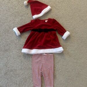 Cat & Jack Red and White Seasonal Santa Costume baby girl 3-6 months